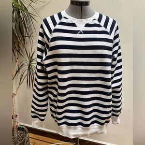 Brooks Brothers Navy and White Striped Crewneck Sweater